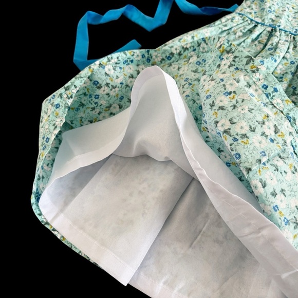 Vintage girls dress spring summer Floral Blue Green Dress sz 6 7 1014 - Picture 2 of 13